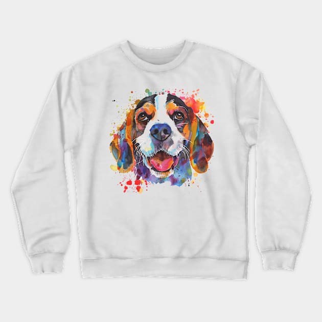 Beagle Water Color Pop Art for Dog Lover Crewneck Sweatshirt by karishmamakeia